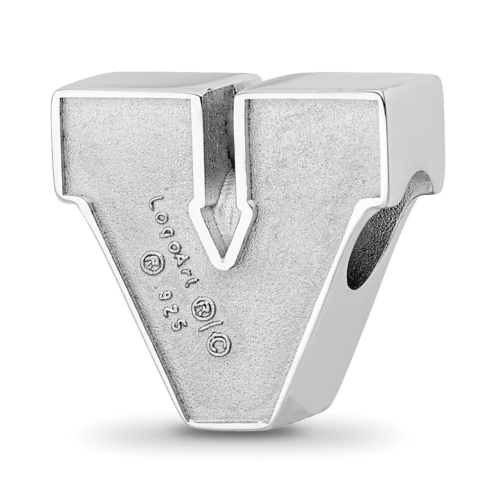 Sterling Silver Rhod-Pltd Logoart U. of Virginia Letter V Enamel Logo Bead