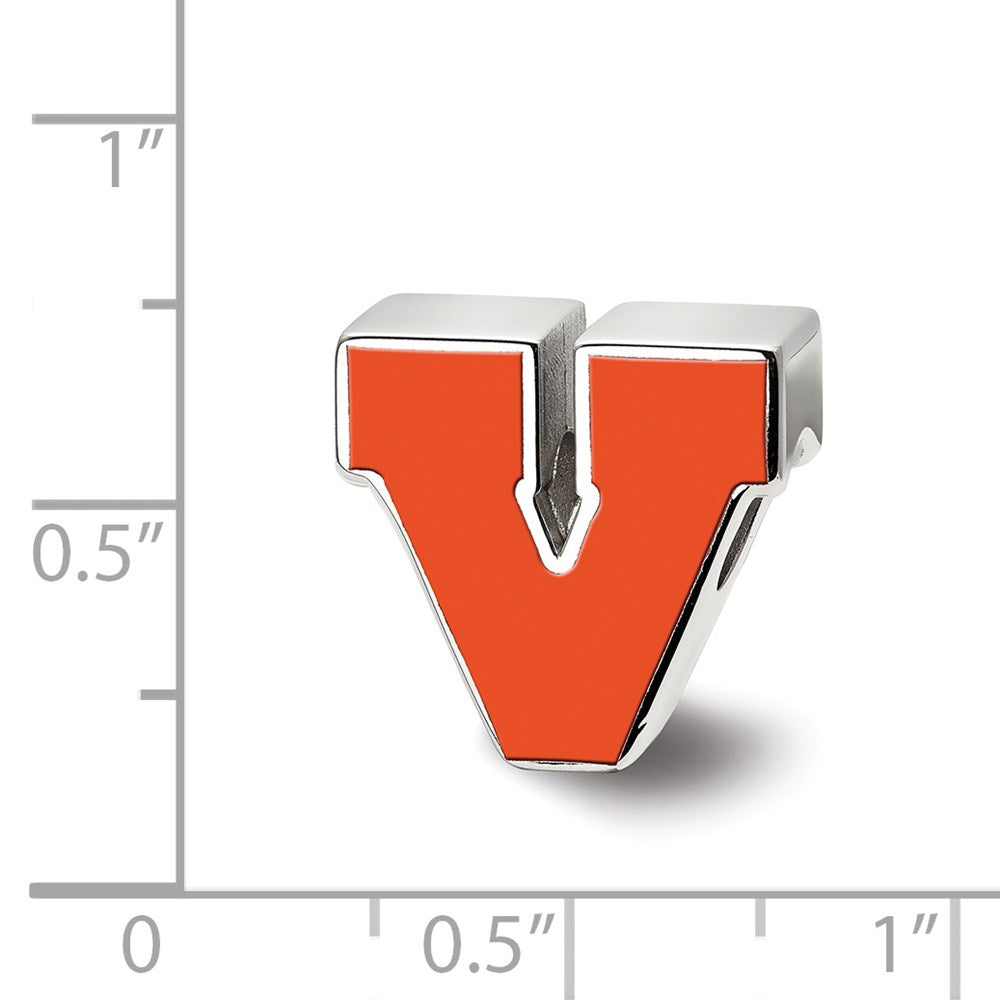 Sterling Silver Rhod-Pltd Logoart U. of Virginia Letter V Enamel Logo Bead