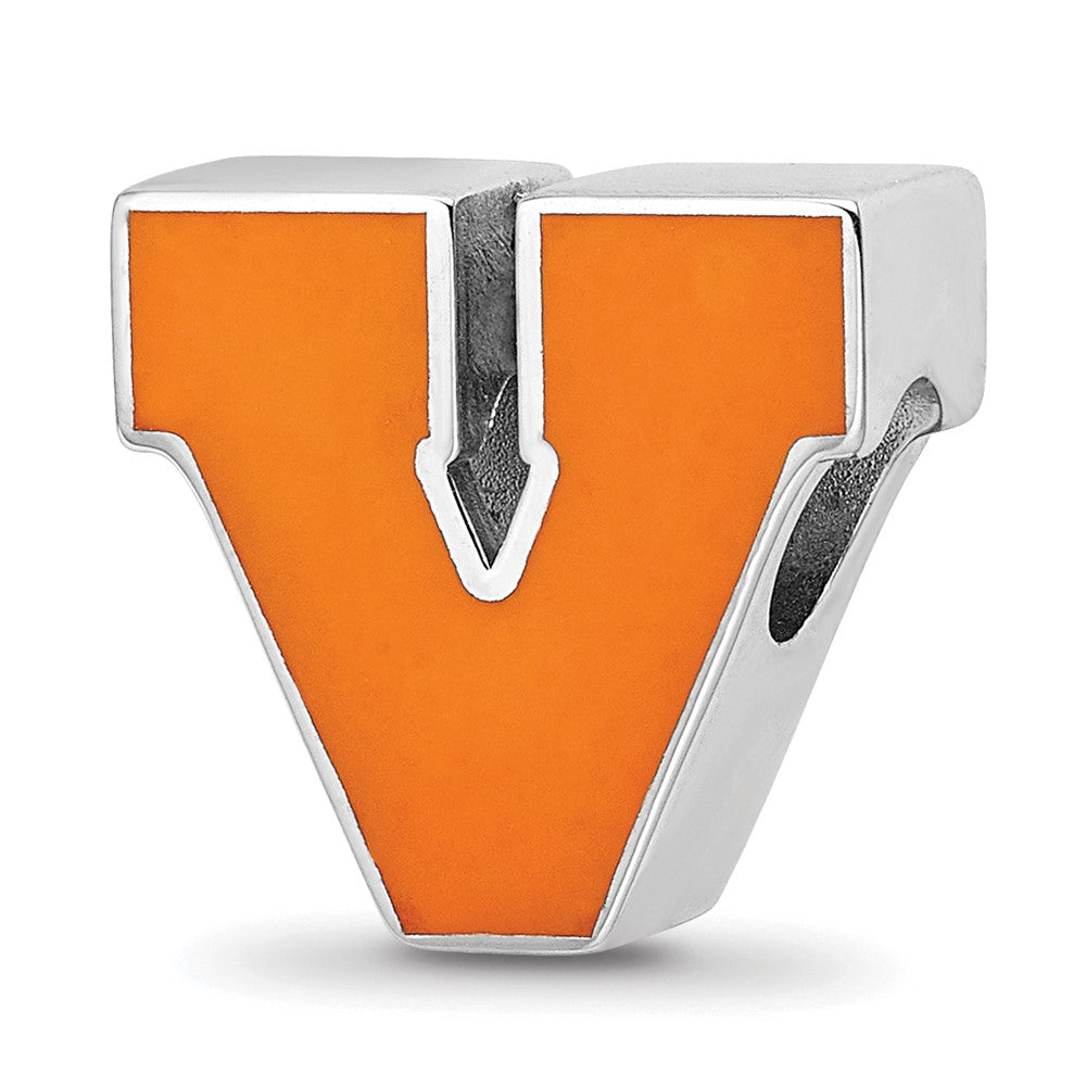 Sterling Silver Rhod-Pltd Logoart U. of Virginia Letter V Enamel Logo Bead