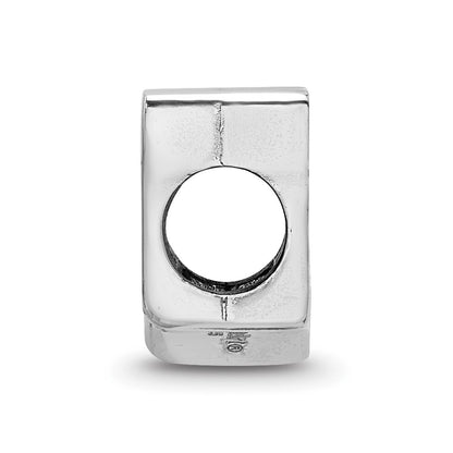 Sterling Silver Rhod-Pltd Logoart University of Wisconsin Enamel Bead