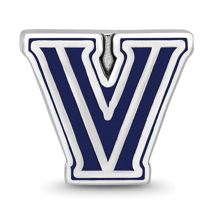 Sterling Silver Rhod-Pltd Logoart Villanova University Enameled Bead