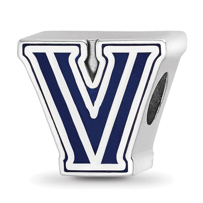 Sterling Silver Rhod-Pltd Logoart Villanova University Enameled Bead
