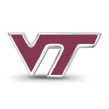 Sterling Silver Rhod-Pltd Logoart Virginia Tech V-T Enamel Logo Bead