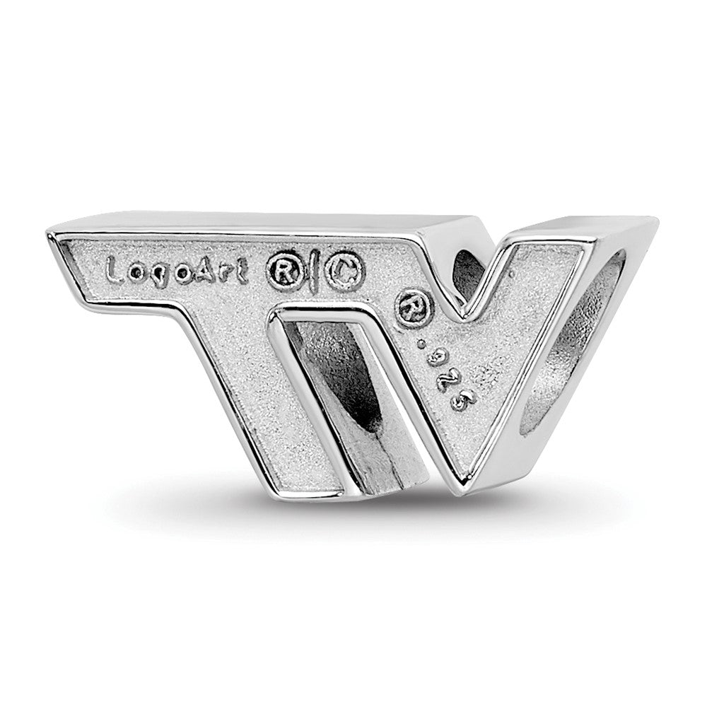 Sterling Silver Rhod-Pltd Logoart Virginia Tech V-T Enamel Logo Bead