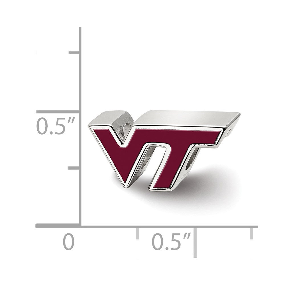 Sterling Silver Rhod-Pltd Logoart Virginia Tech V-T Enamel Logo Bead