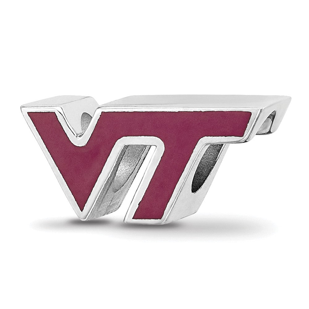 Sterling Silver Rhod-Pltd Logoart Virginia Tech V-T Enamel Logo Bead