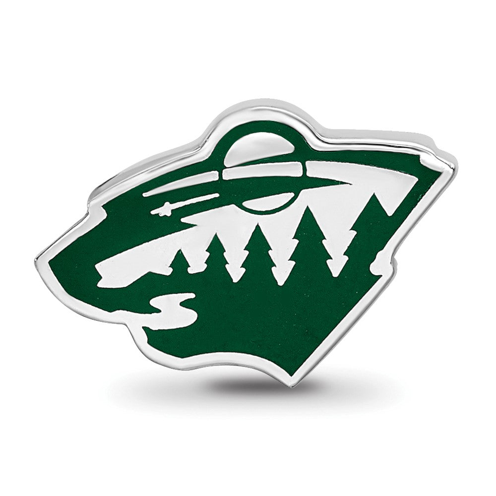 Sterling Silver Nhl Logoart Minnesota Wild Enameled Logo Bead