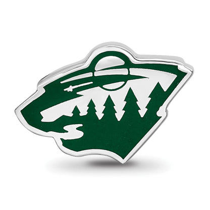 Sterling Silver Nhl Logoart Minnesota Wild Enameled Logo Bead