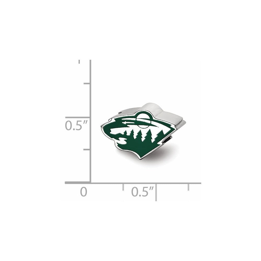 Sterling Silver Nhl Logoart Minnesota Wild Enameled Logo Bead