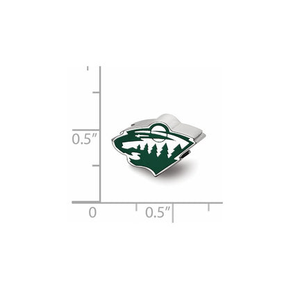 Sterling Silver Nhl Logoart Minnesota Wild Enameled Logo Bead