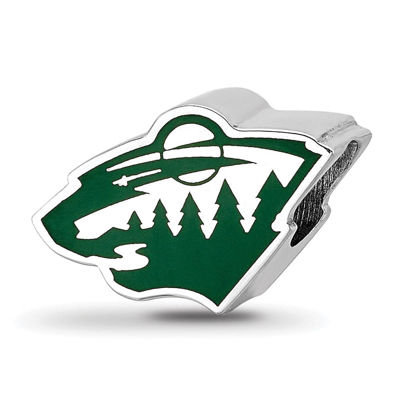 Sterling Silver Nhl Logoart Minnesota Wild Enameled Logo Bead