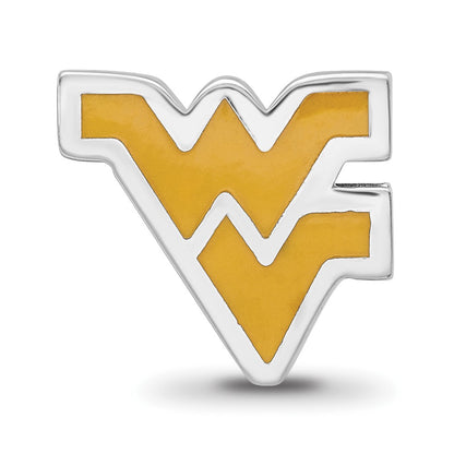 Sterling Silver Rhod-Pltd Logoart West Virginia Univ. W-V Enamel Bead