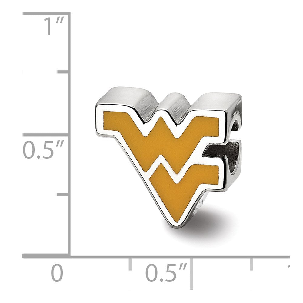 Sterling Silver Rhod-Pltd Logoart West Virginia Univ. W-V Enamel Bead