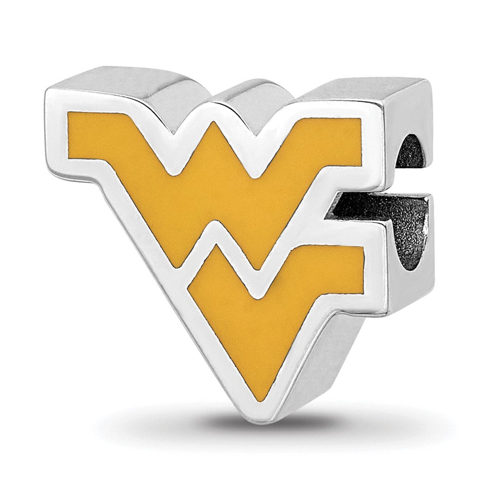 Sterling Silver Rhod-Pltd Logoart West Virginia Univ. W-V Enamel Bead