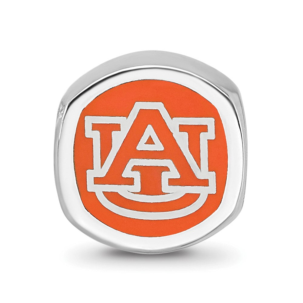 Sterling Silver Rhodium-Plated Logoart Auburn University Enamel Bead