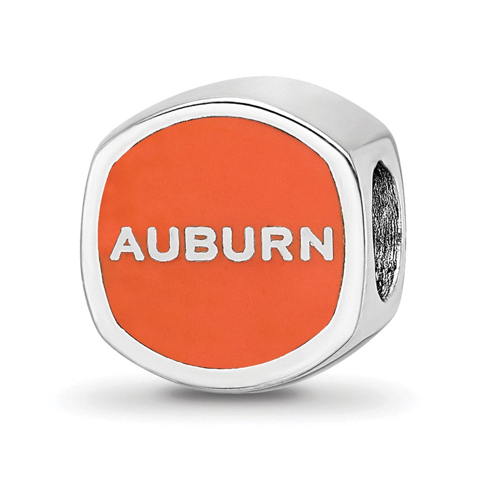 Sterling Silver Rhodium-Plated Logoart Auburn University Enamel Bead