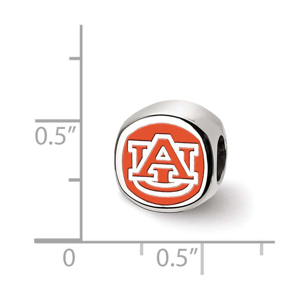Sterling Silver Rhodium-Plated Logoart Auburn University Enamel Bead