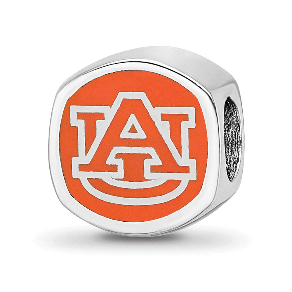 Sterling Silver Rhodium-Plated Logoart Auburn University Enamel Bead