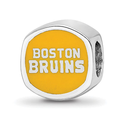 Sterling Silver Nhl Logoart Boston Bruins Double Logo Enameled Bead