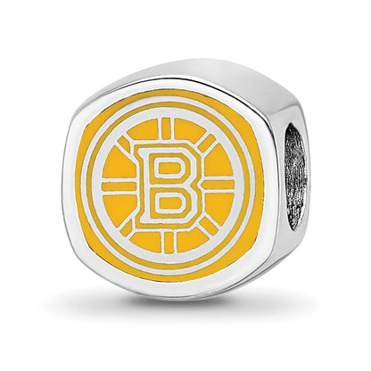 Sterling Silver Nhl Logoart Boston Bruins Double Logo Enameled Bead