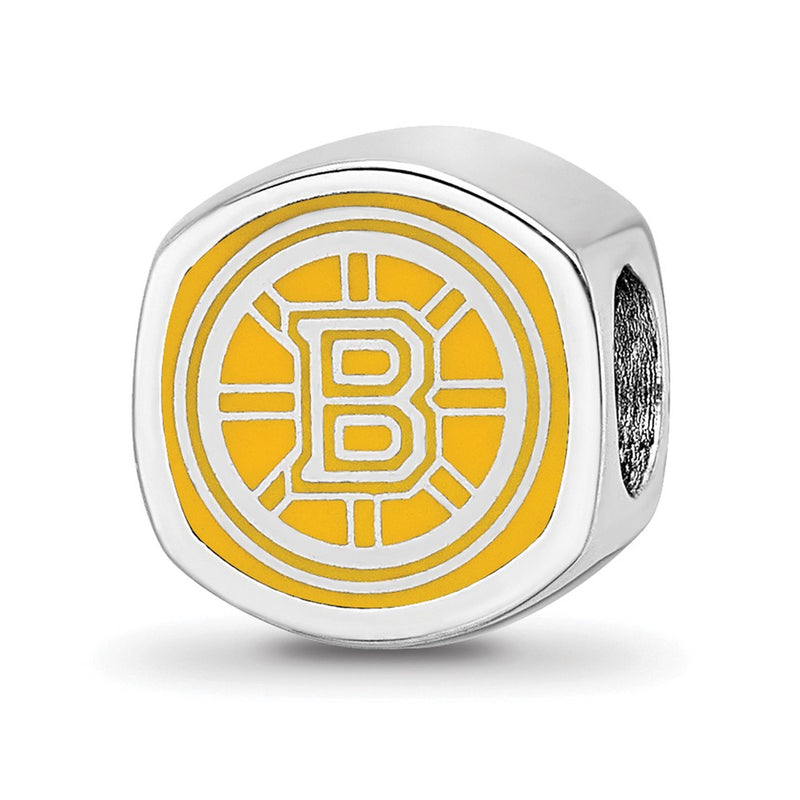 Sterling Silver Nhl Logoart Boston Bruins Double Logo Enameled Bead