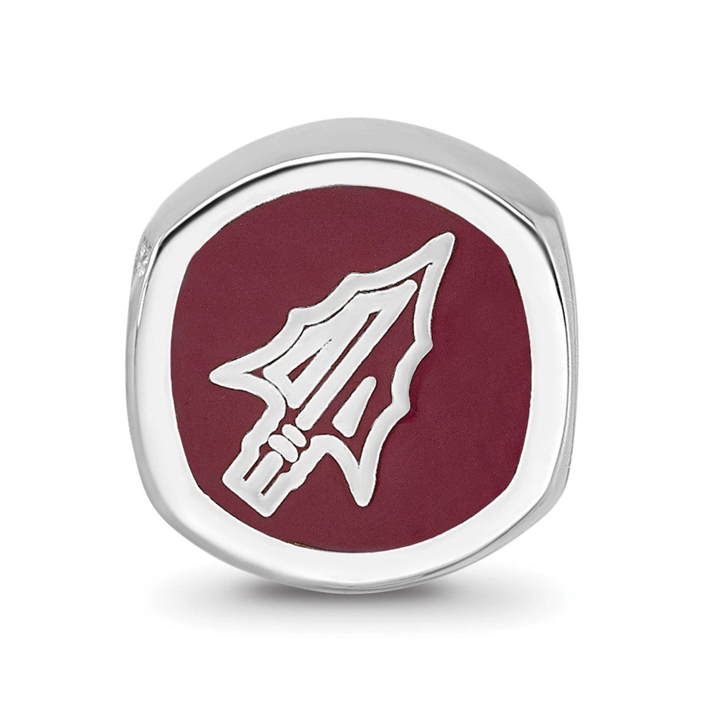 Sterling Silver Florida State University Cushion Shaped Enameled Bead