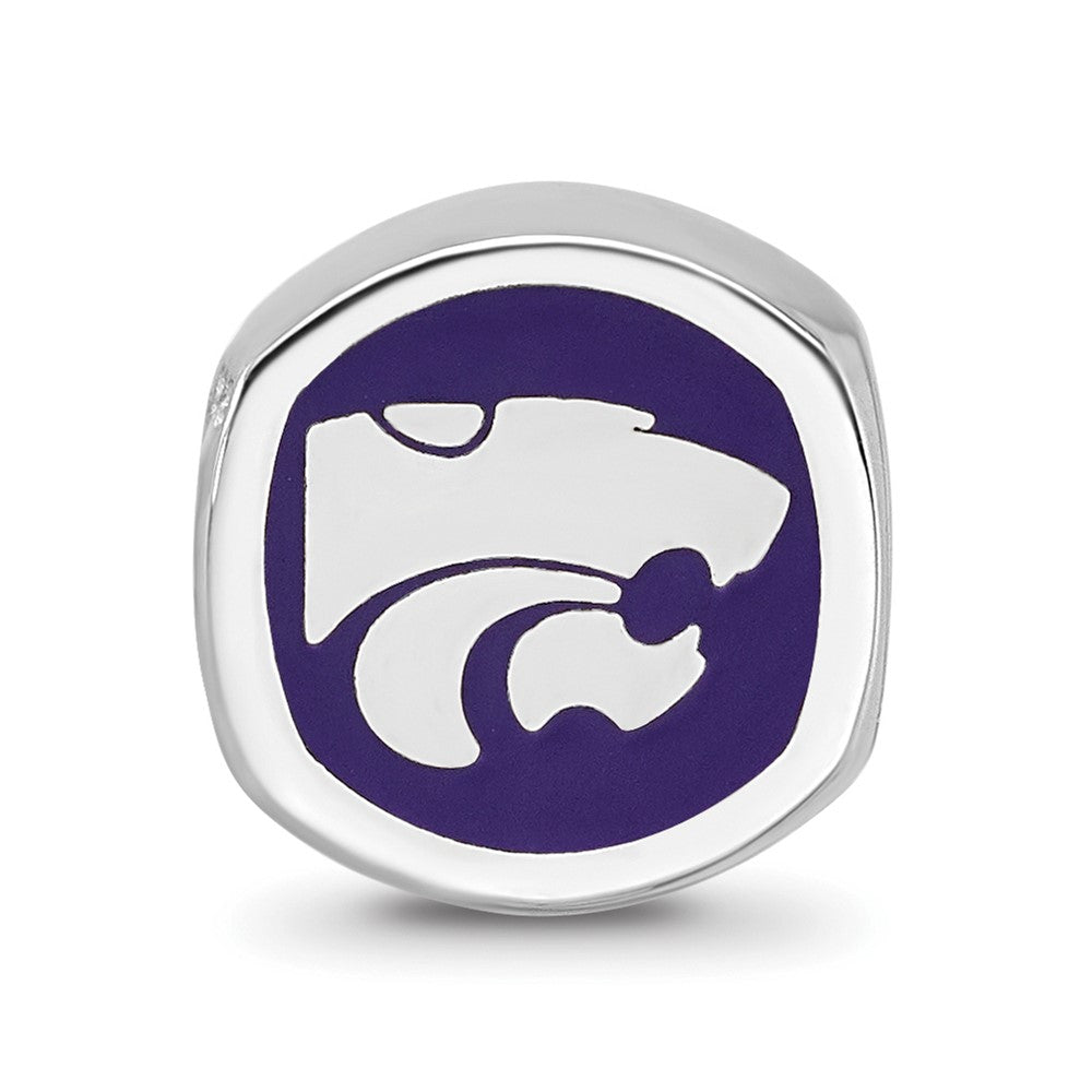 Sterling Silver Rhod-Pltd Logoart Kansas State University Enamel Bead
