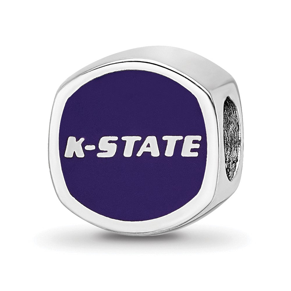 Sterling Silver Rhod-Pltd Logoart Kansas State University Enamel Bead
