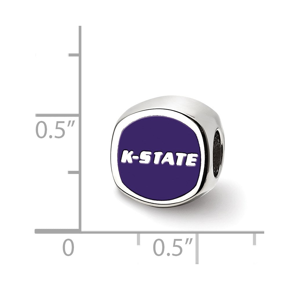 Sterling Silver Rhod-Pltd Logoart Kansas State University Enamel Bead