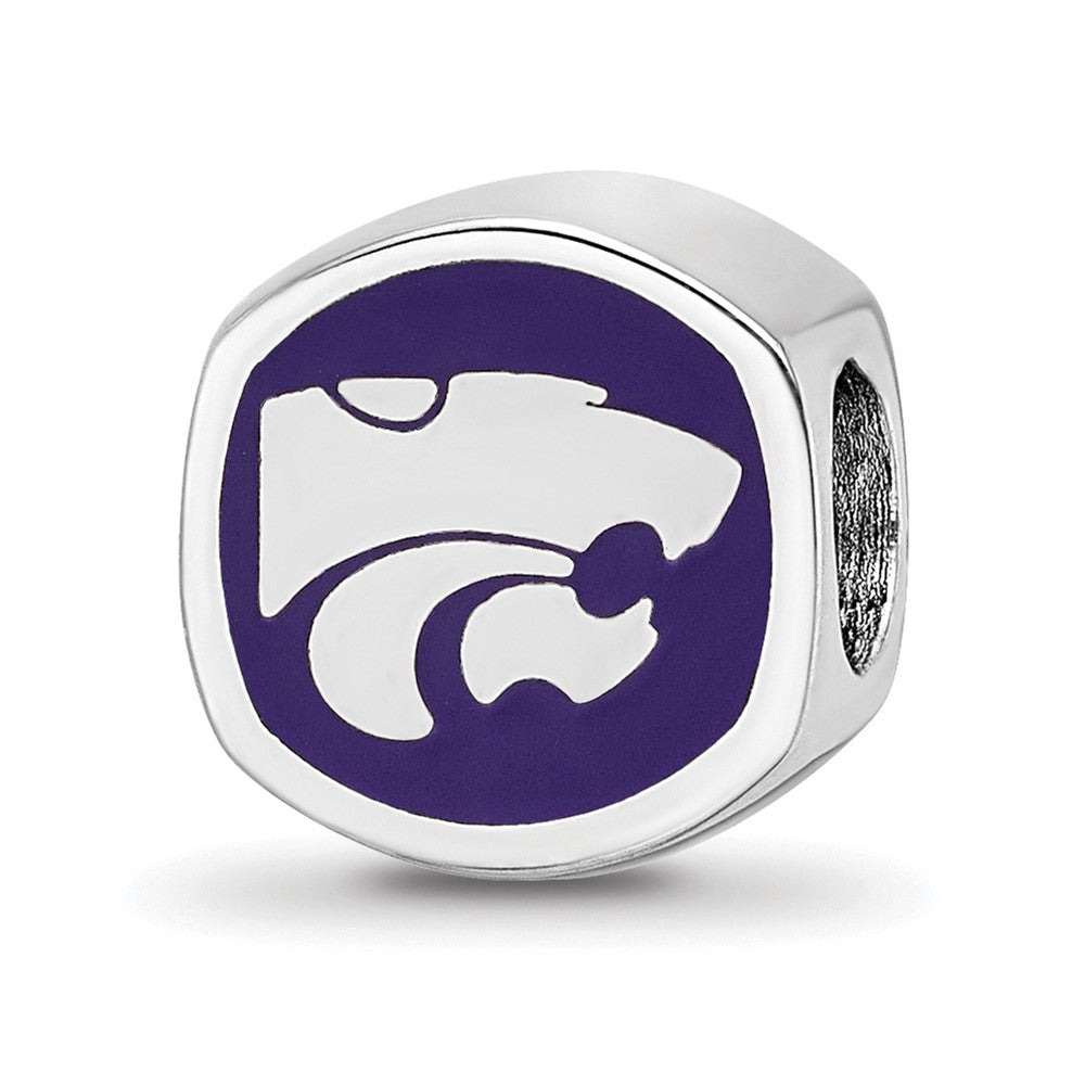Sterling Silver Rhod-Pltd Logoart Kansas State University Enamel Bead