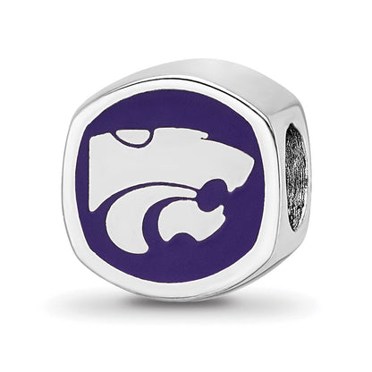 Sterling Silver Rhod-Pltd Logoart Kansas State University Enamel Bead