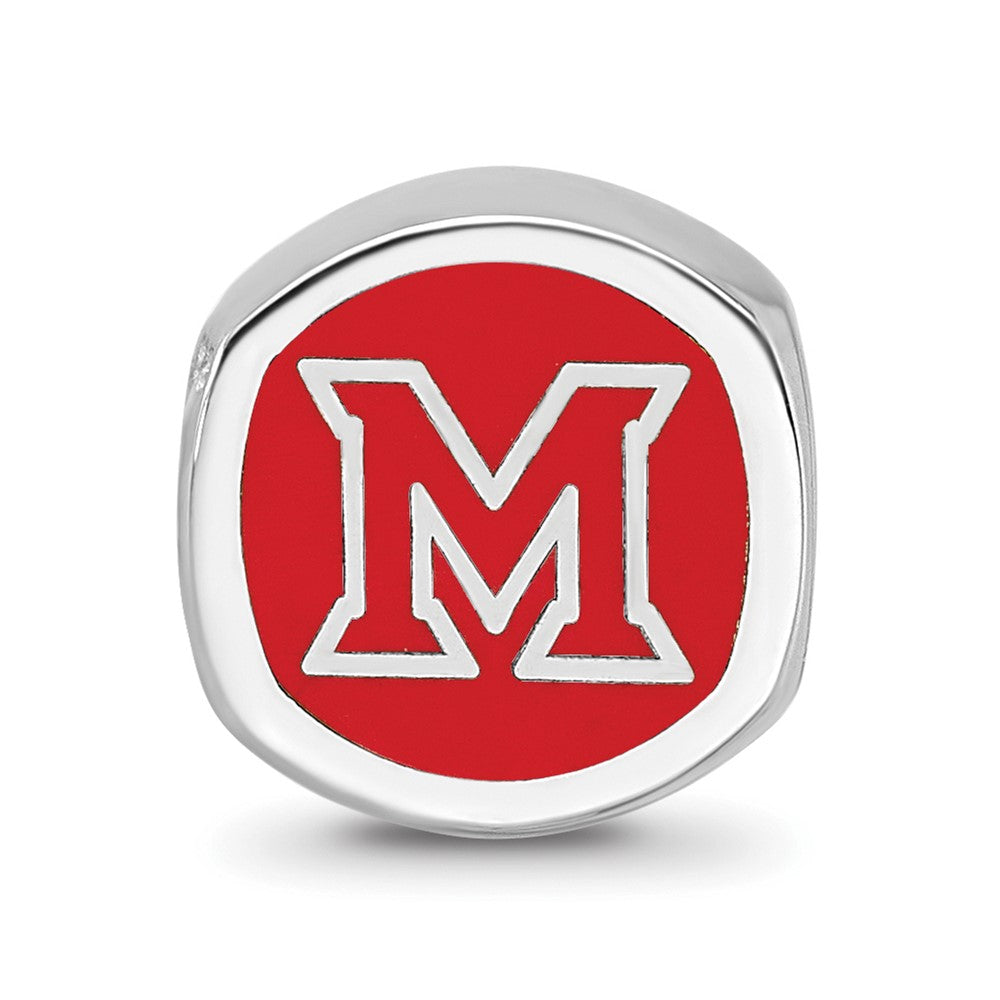 Sterling Silver Rhod-Pltd Logoart Miami U. Enamel Double Logo Bead