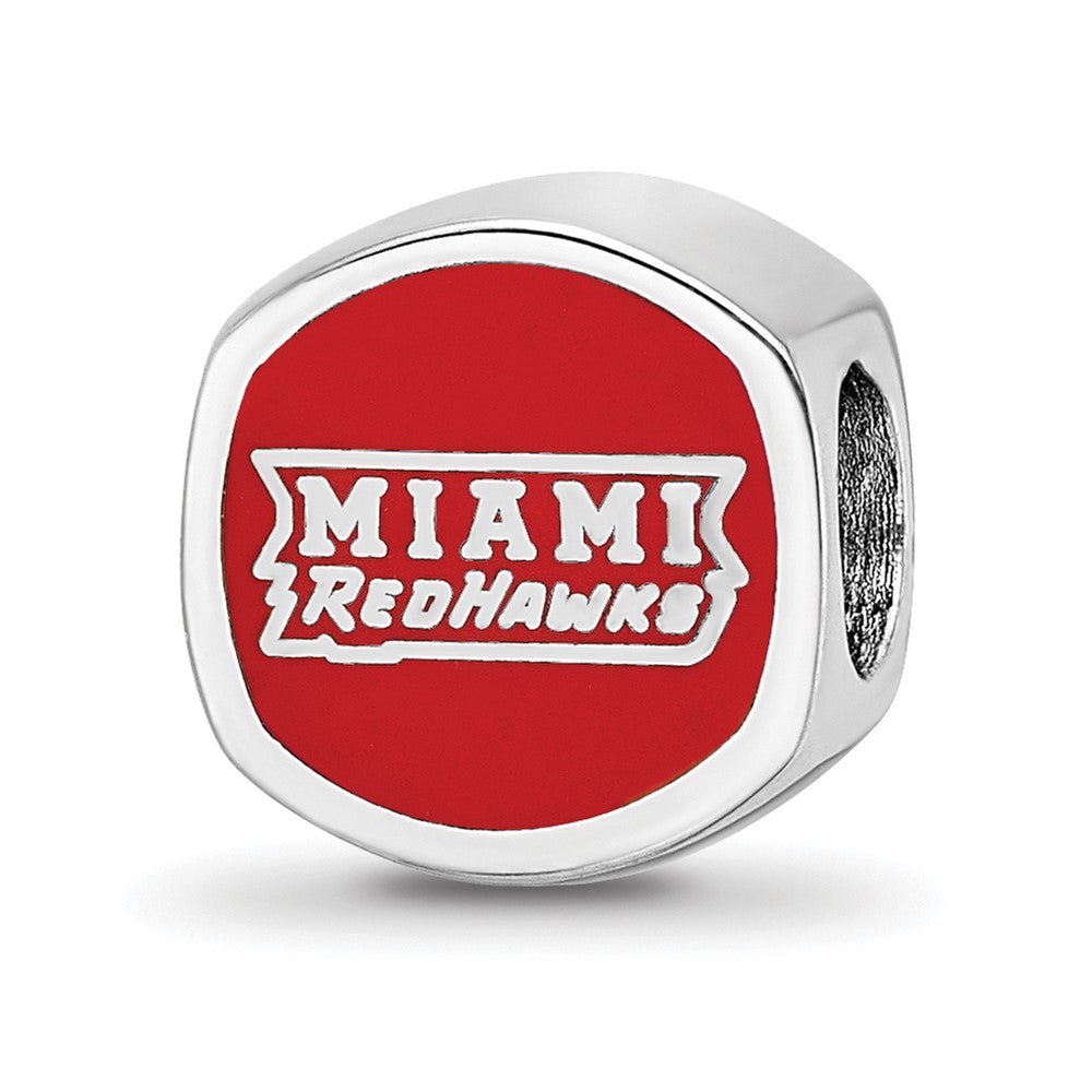 Sterling Silver Rhod-Pltd Logoart Miami U. Enamel Double Logo Bead