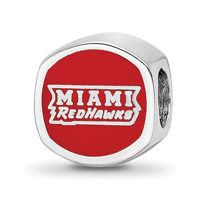 Sterling Silver Rhod-Pltd Logoart Miami U. Enamel Double Logo Bead