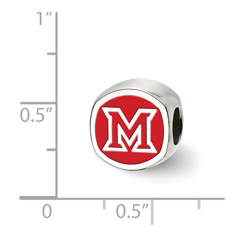 Sterling Silver Rhod-Pltd Logoart Miami U. Enamel Double Logo Bead