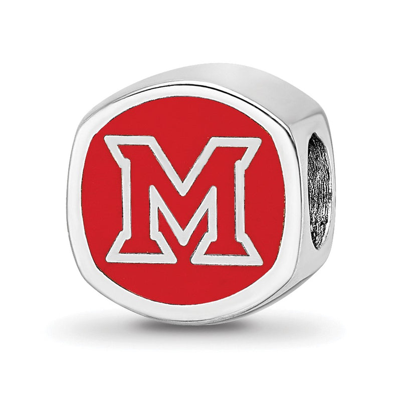 Sterling Silver Rhod-Pltd Logoart Miami U. Enamel Double Logo Bead