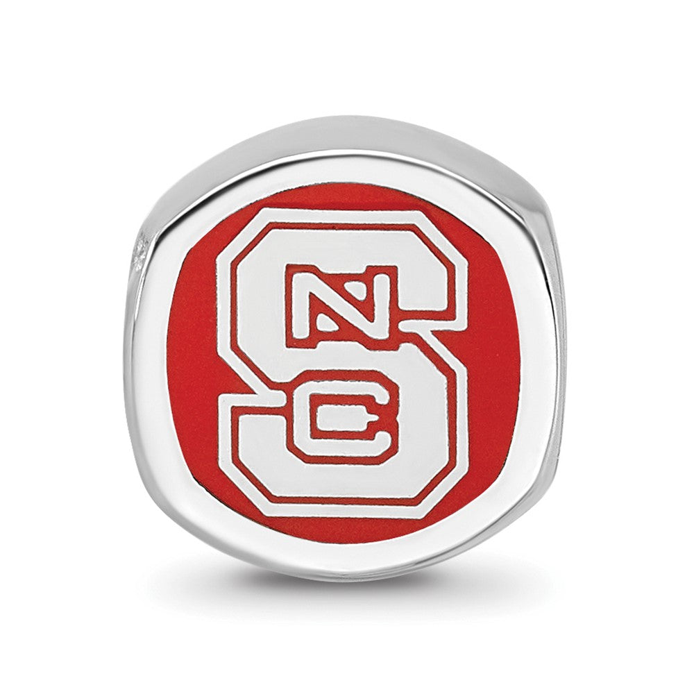 Sterling Silver Rhod-Pltd Logoart North Carolina State U. Enamel Bead
