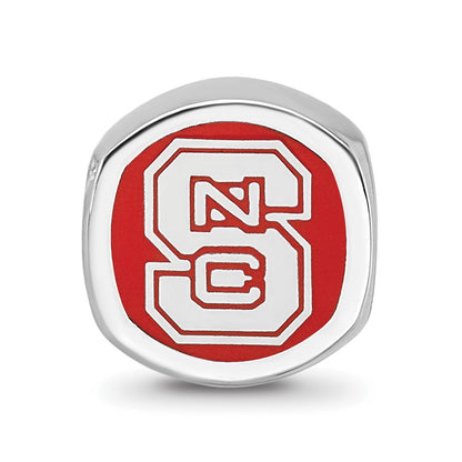 Sterling Silver Rhod-Pltd Logoart North Carolina State U. Enamel Bead