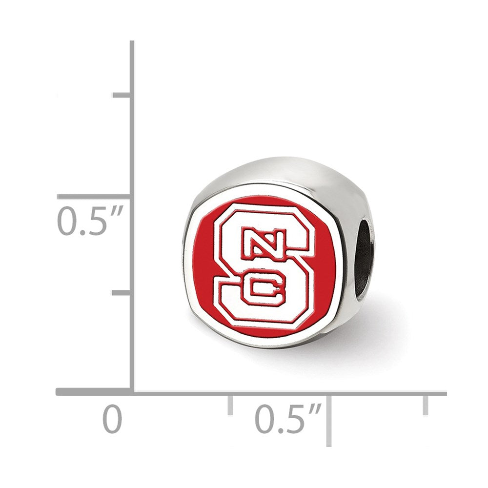 Sterling Silver Rhod-Pltd Logoart North Carolina State U. Enamel Bead