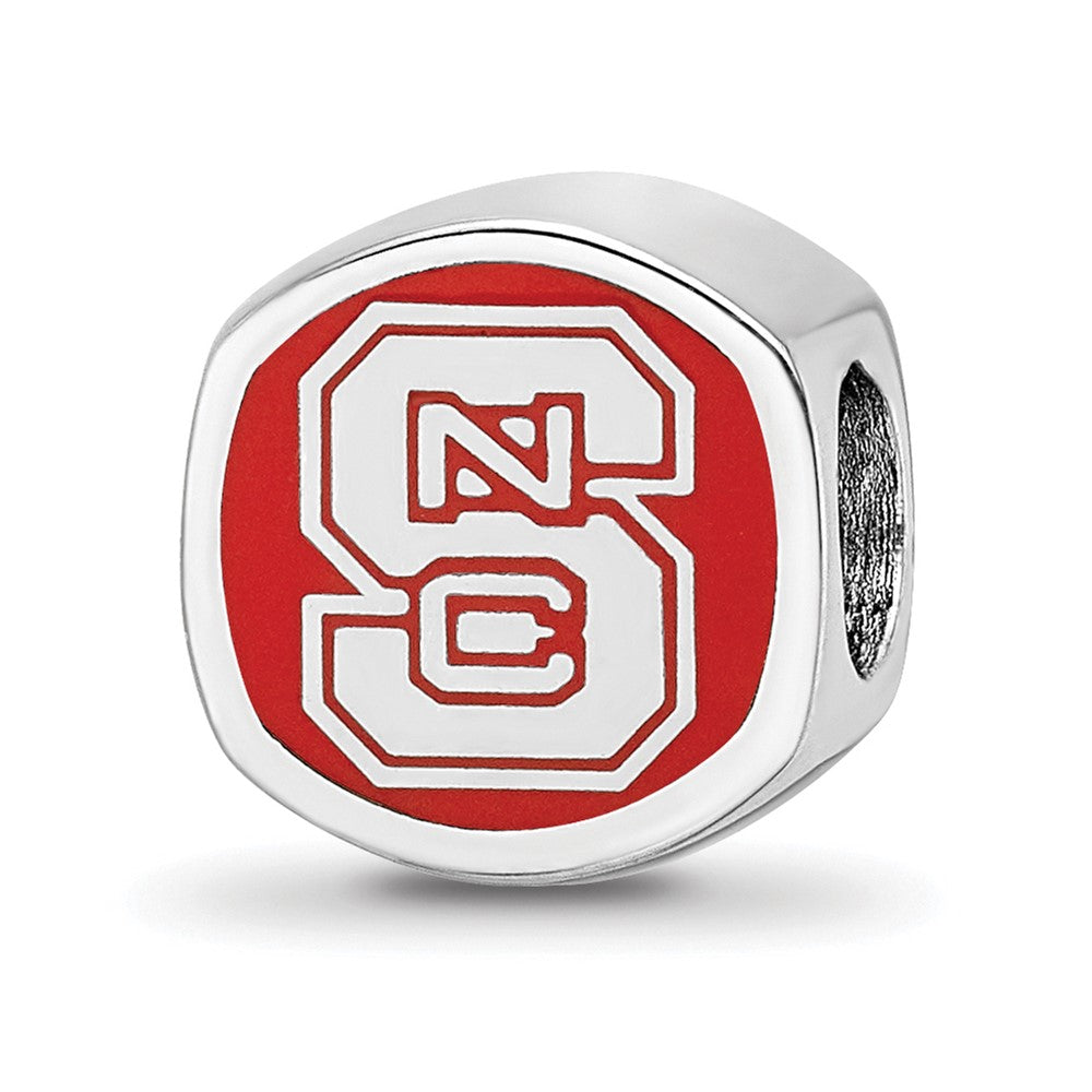 Sterling Silver Rhod-Pltd Logoart North Carolina State U. Enamel Bead