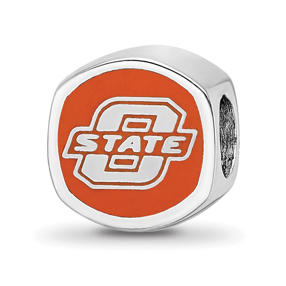Sterling Silver Rhod-Pltd Logoart Oklahoma State University Enamel Bead