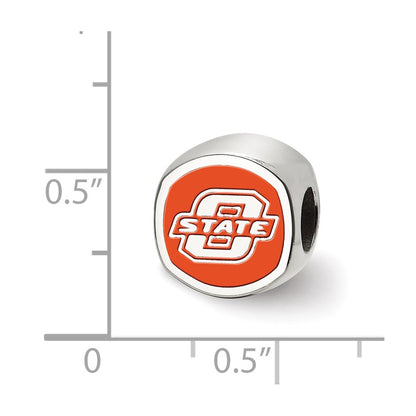 Sterling Silver Rhod-Pltd Logoart Oklahoma State University Enamel Bead