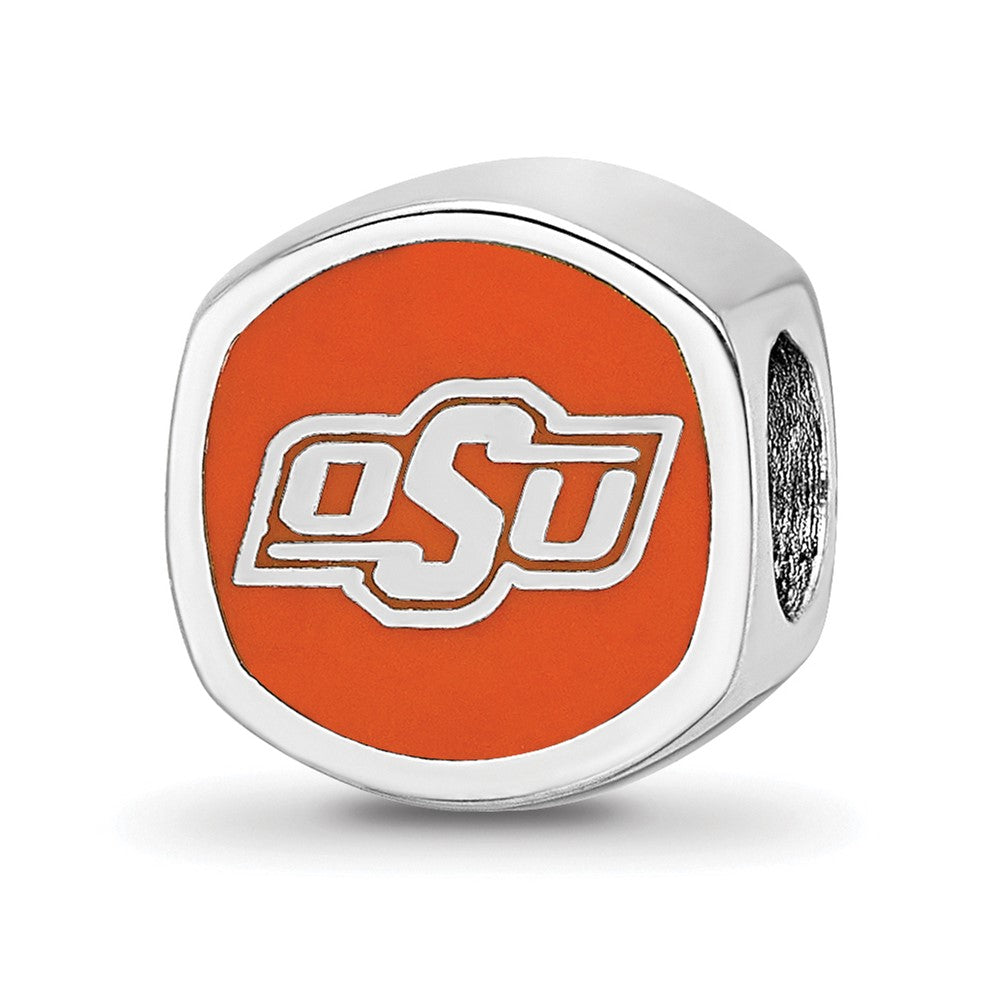 Sterling Silver Rhod-Pltd Logoart Oklahoma State University Enamel Bead