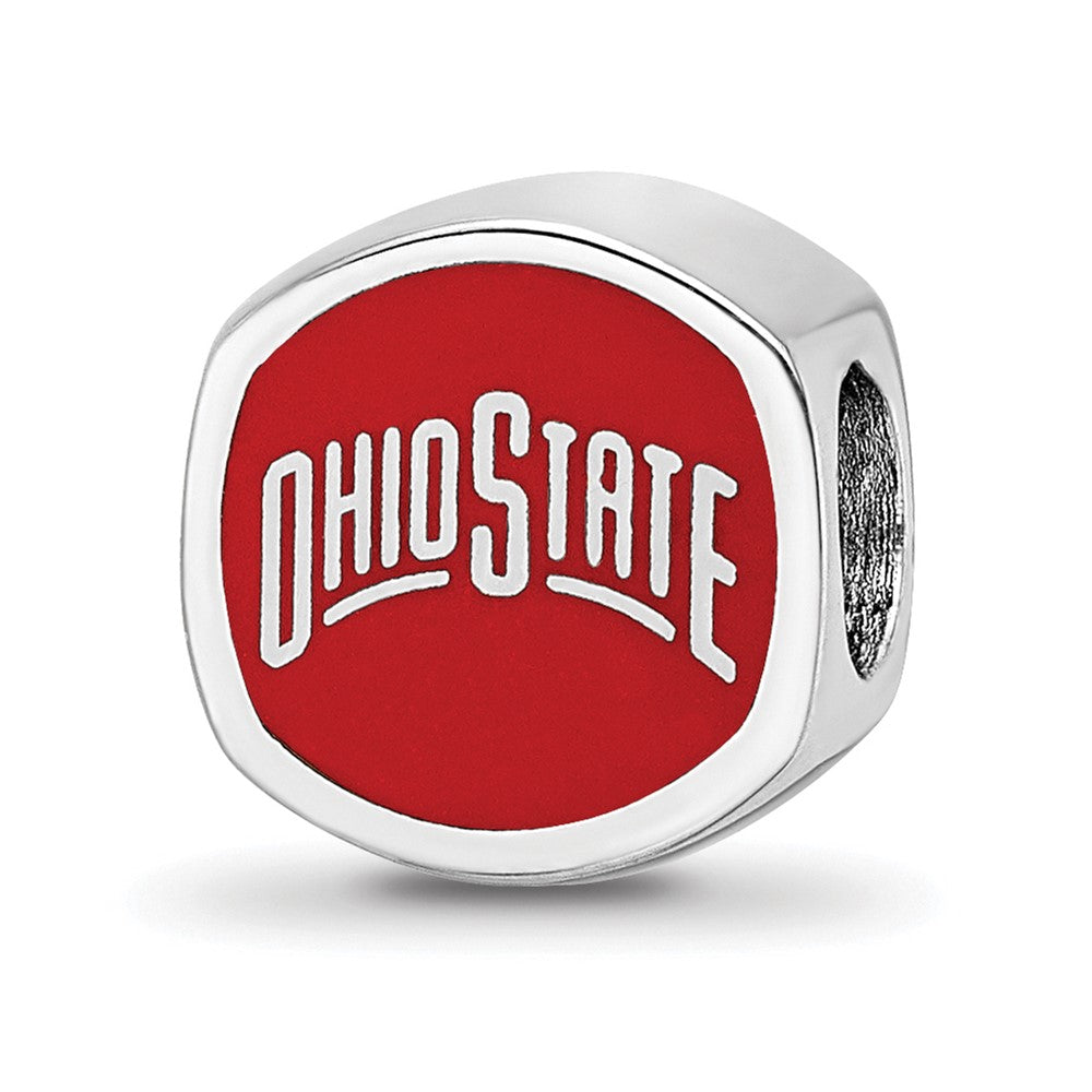Sterling Silver Rhod-Pltd Logoart Ohio State U. Enamel Double Logo Bead