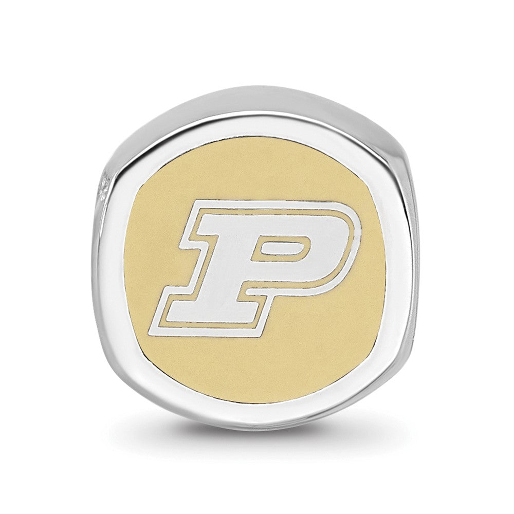 Sterling Silver Rhod-Pltd Logoart Purdue Univ. Enamel Bead