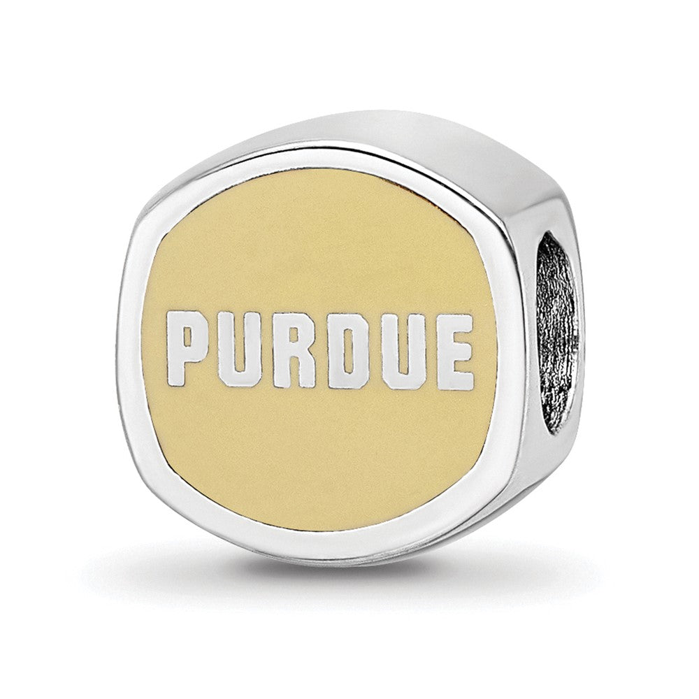 Sterling Silver Rhod-Pltd Logoart Purdue Univ. Enamel Bead