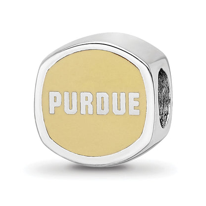 Sterling Silver Rhod-Pltd Logoart Purdue Univ. Enamel Bead