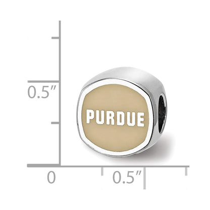 Sterling Silver Rhod-Pltd Logoart Purdue Univ. Enamel Bead
