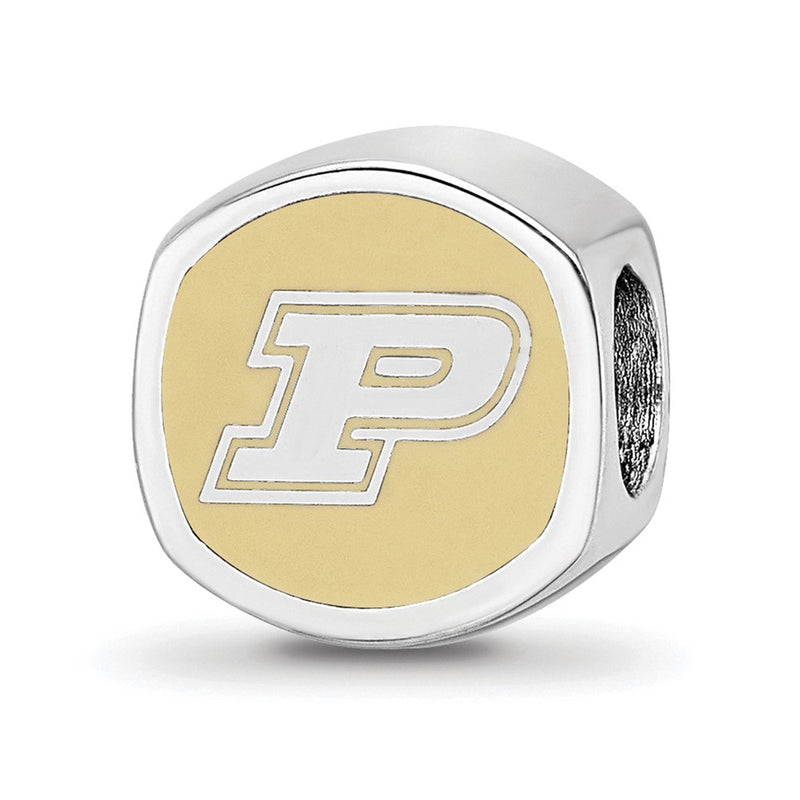 Sterling Silver Rhod-Pltd Logoart Purdue Univ. Enamel Bead