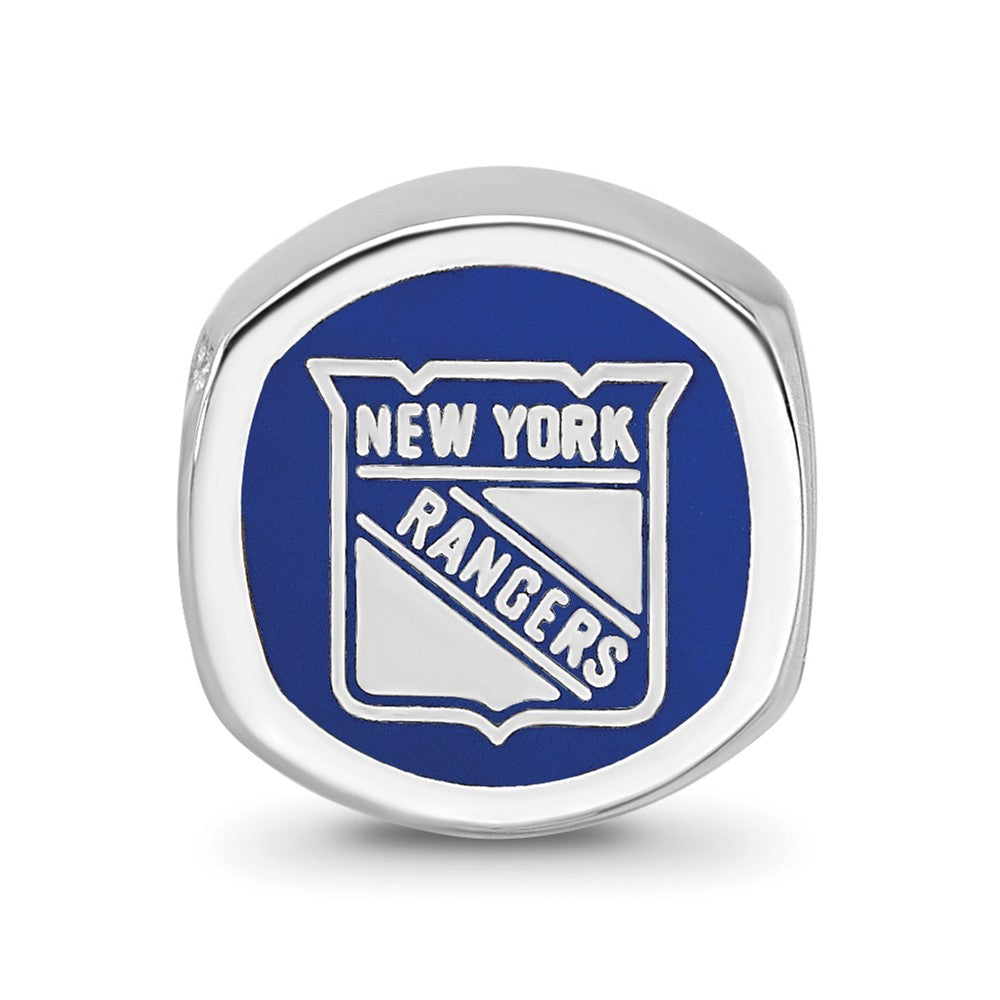 Sterling Silver Rhodium Plated Logoart New York Rangers Banner Enamel Bead